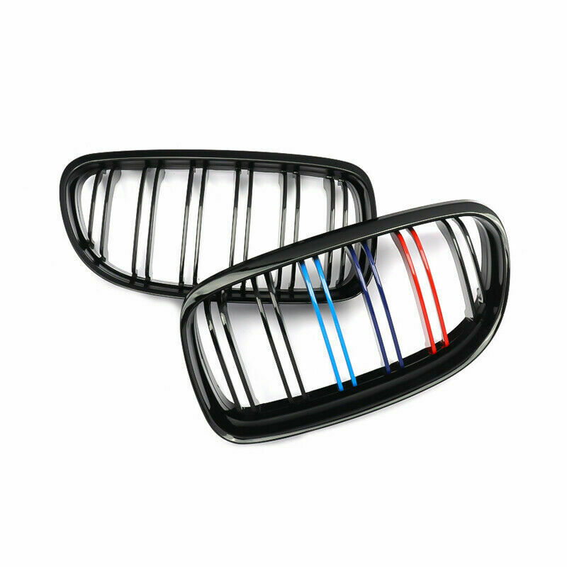 Black M Sport Dual Line Front Grille Kidney for 09-11 BMW E90 E91 3-Series Sedan