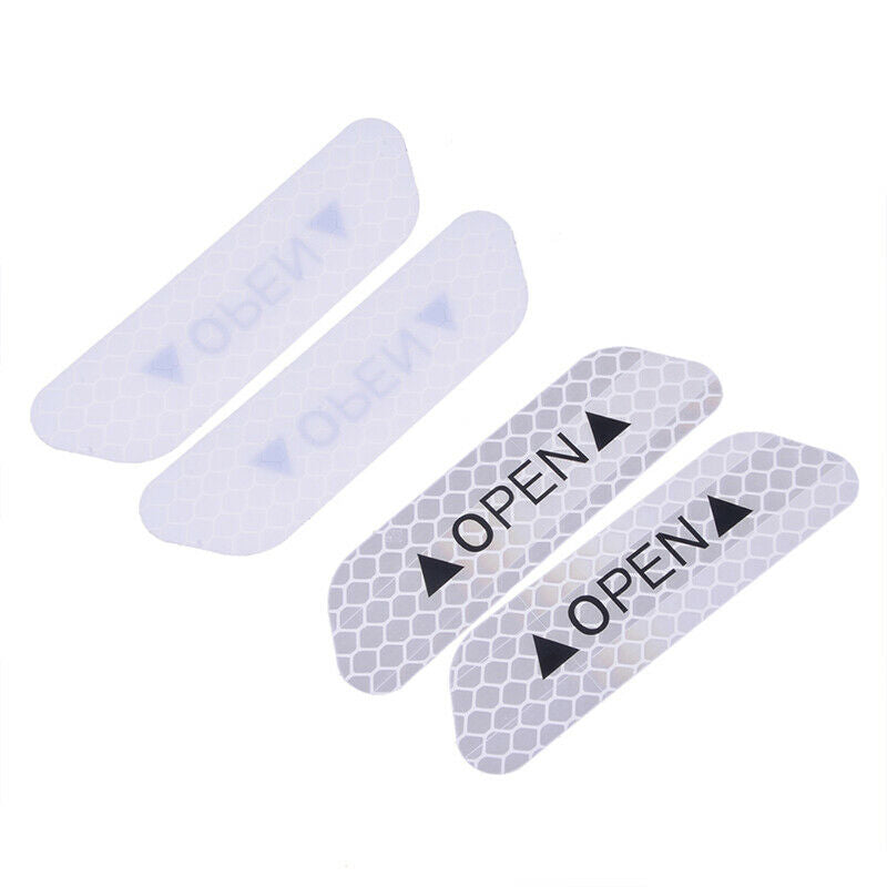 4x White Universal Car Door Open Sticker Reflective Tape Safety Warning Decal