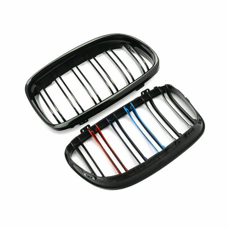 Black M Sport Dual Line Front Grille Kidney for 09-11 BMW E90 E91 3-Series Sedan