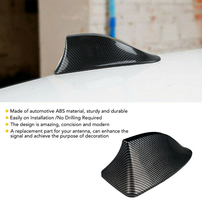 Carbon Fiber Style Car Shark Fin Aerial Antenna Mast Roof AM/FM Radio Signal