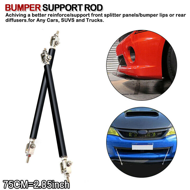 Pair 75mm Adjustable Car Front Rear Bumper Lip Splitter Rod Strut Bar Support UK