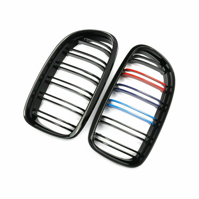 Black M Sport Dual Line Front Grille Kidney for 09-11 BMW E90 E91 3-Series Sedan
