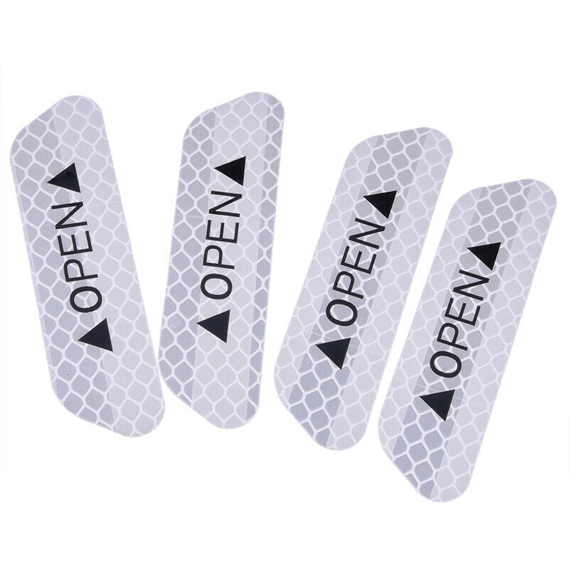 4x White Universal Car Door Open Sticker Reflective Tape Safety Warning Decal