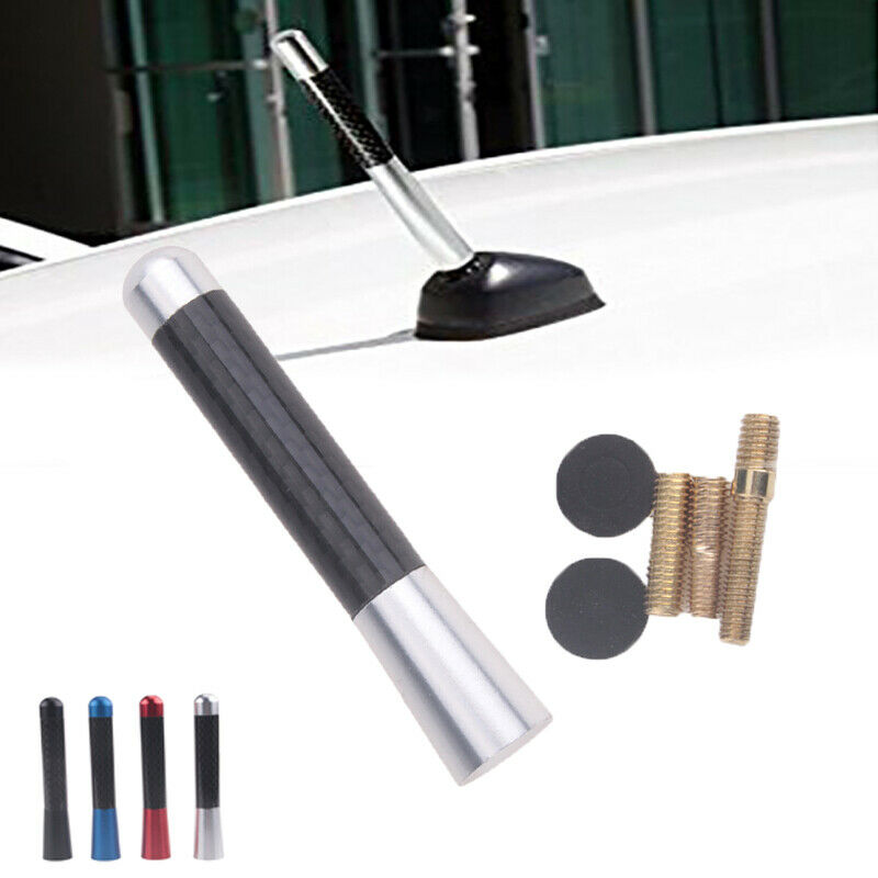 Universal Car Bee-sting Stubby Silver Carbon Fibre Aerial Ariel Arial AMFM 8cm