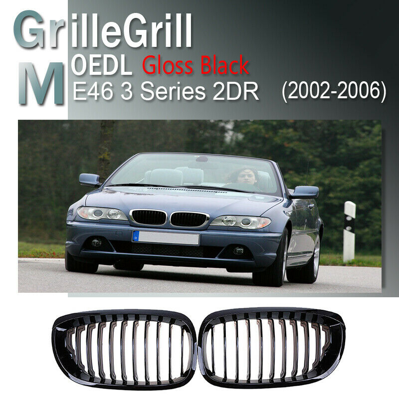 For BMW 3 Series E46 Coupe 2D 03-05 Facelift Gloss Black Kidney Grille Grill ABS
