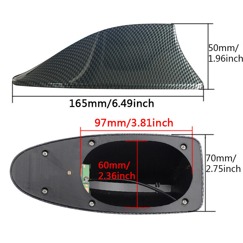 Carbon Fiber Style Car Shark Fin Aerial Antenna Mast Roof AM/FM Radio Signal