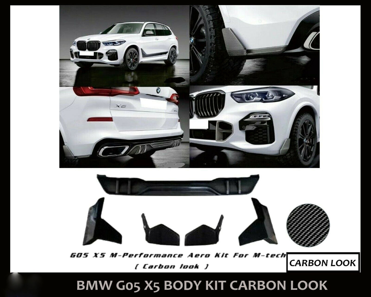 BMW X5 G05 M PERFORMENCE AERO BODYKIT FRONT SPLITTER REAR DIFFUSER CARBON LOOK