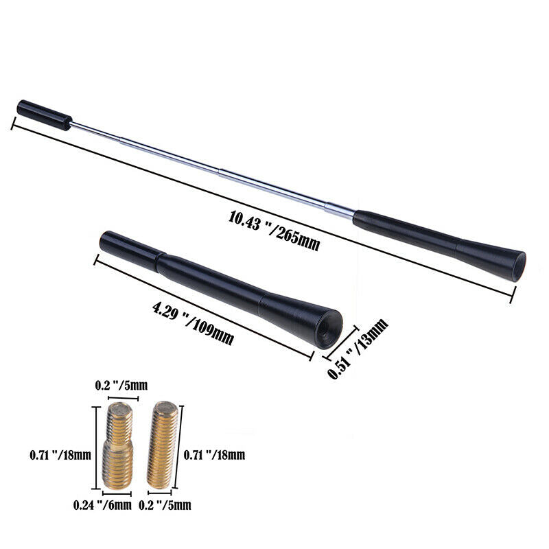BLACK CAR ROOF AERIAL ROOF ANTENNA MAST FLEXIBLE RADIO ADJUSTABLE FOR FORD 1PCS