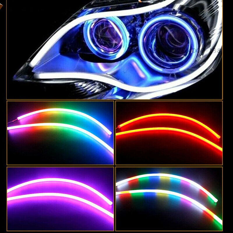 RGB 60CM LED Car DRL Daytime Running Turn Signal Lamp Strip Light Flexible UK B