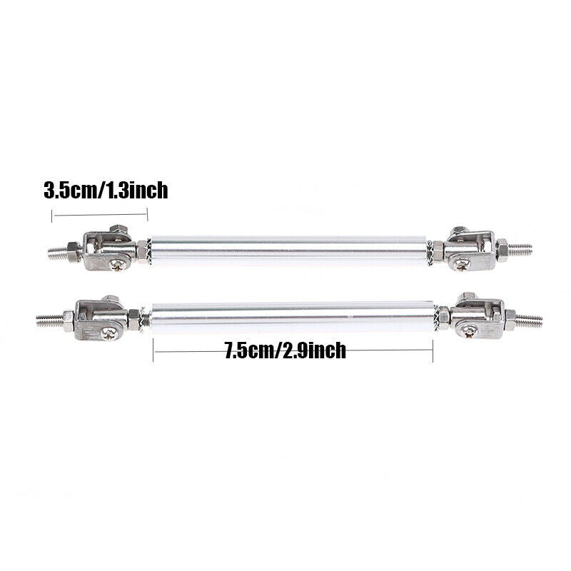 2x Silver Adjustable Front Bumper Support Tie Rod Bar Kit Splitter Lip Strut UK
