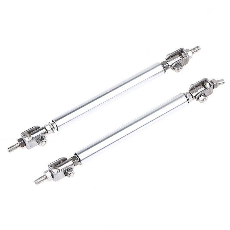 2x Silver Adjustable Front Bumper Support Tie Rod Bar Kit Splitter Lip Strut UK