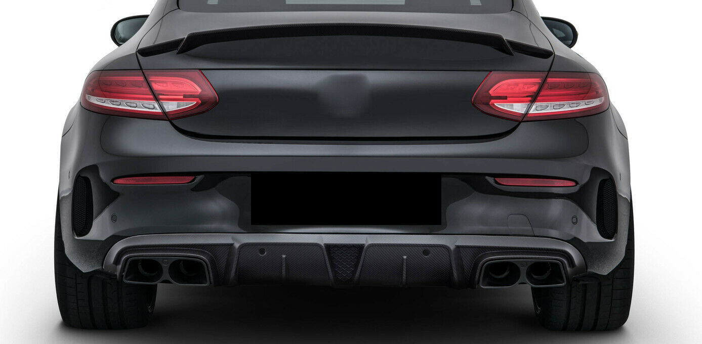 MERCEDES C CLASS W205 C63 LOOK REAR DIFFUSER VALANCE WITH TAILPIPE BLACK