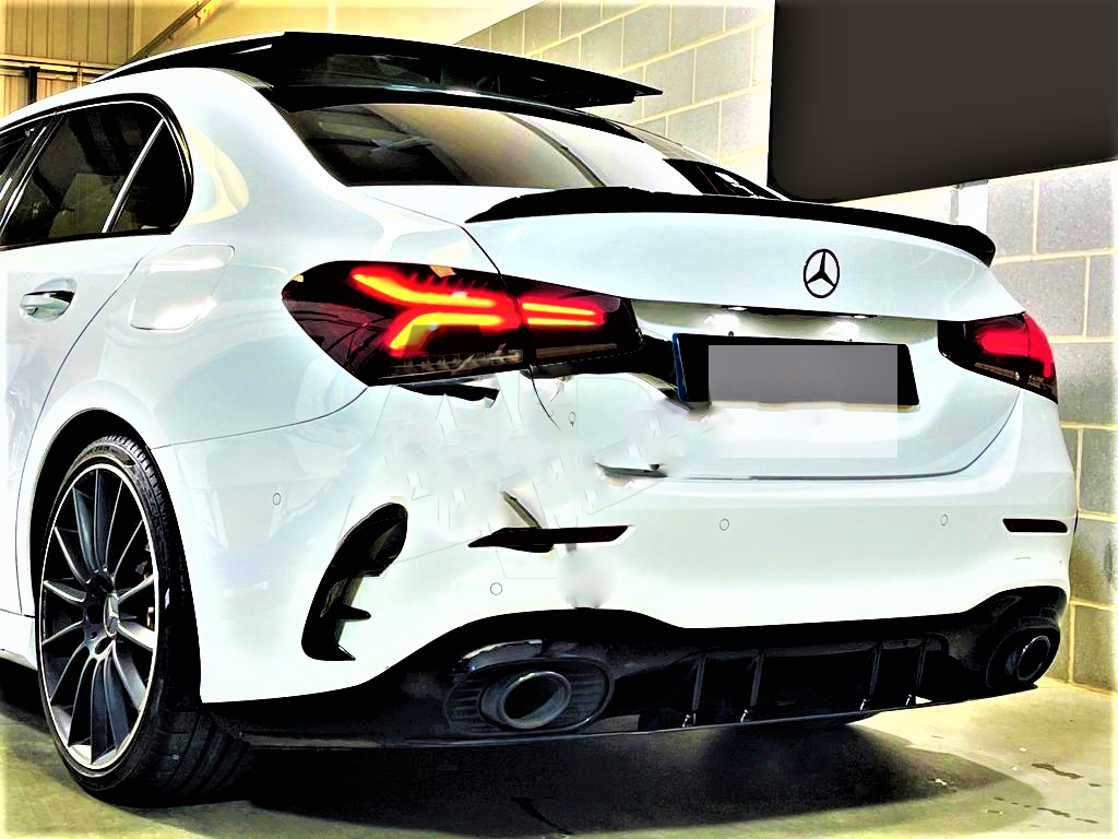 Mercedes A35 A45 AMG Style A Class Saloon V177 Gloss Black Lip Spoiler 2018+