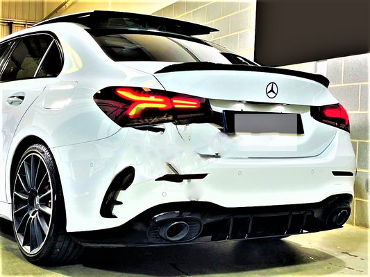 Mercedes A35 A45 AMG Style A Class Saloon V177 Gloss Black Lip Spoiler 2018+