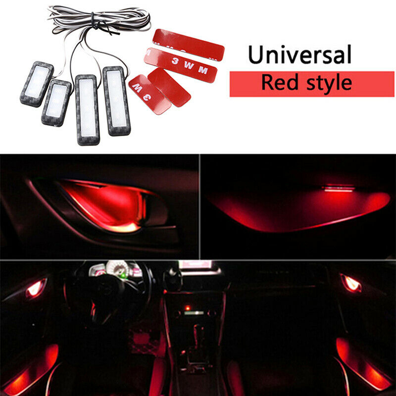 4pcs Car Door Bowl Handle LED Ambient Atmosphere Light Interior Accessories 12V
