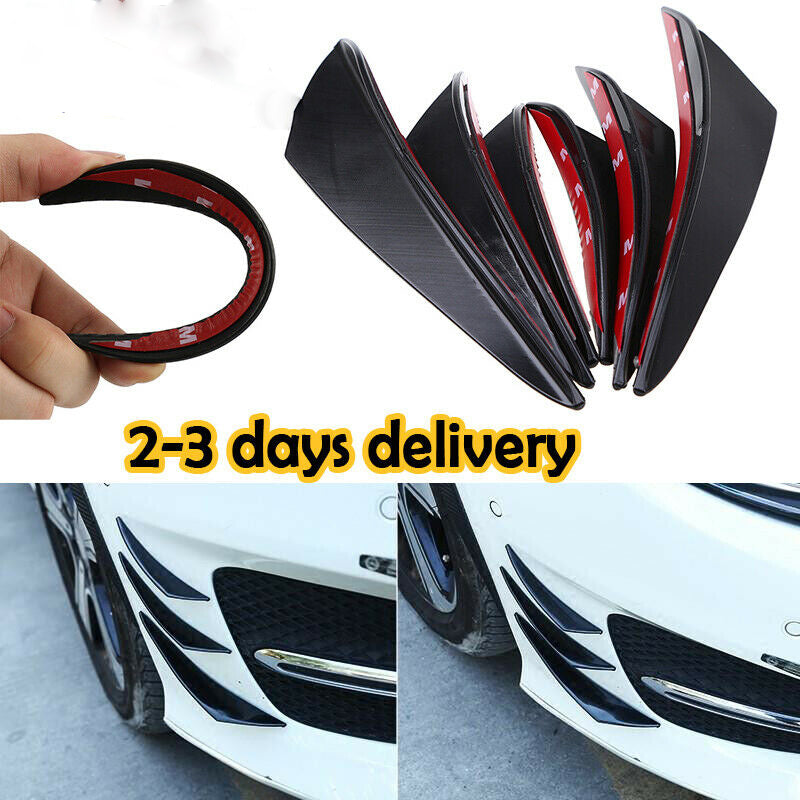 6x Car Front Bumper Lip Splitter Fins Body Spoiler Canards Refit Gloss Black JDM