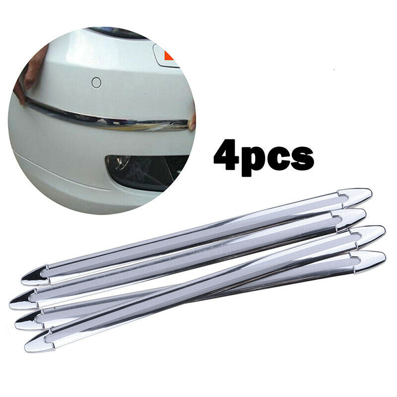 4X Universal Car Rear Bumper Sill Body Guard Protector Rubber Trim Strip Chrome