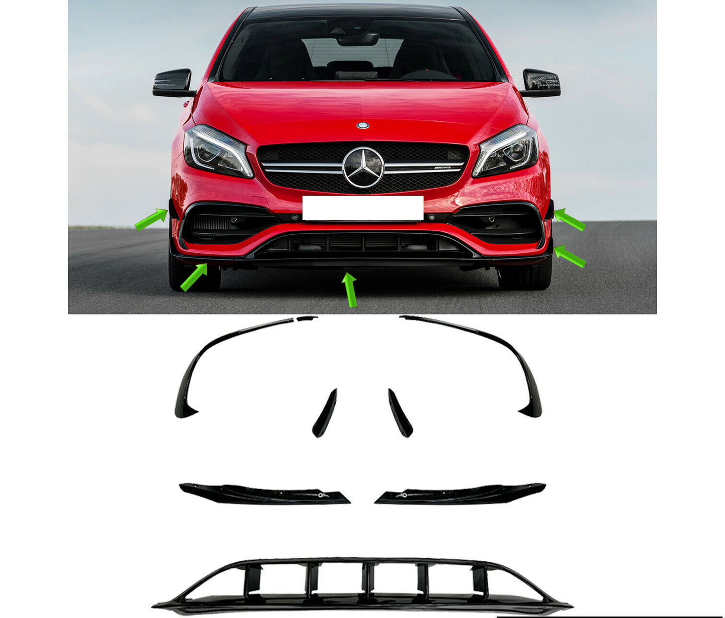 MERCEDES A CLASS W176 AMG A45 LOOK BODYKIT REAR DIFFUSER SPLITTER ROOF SPOILER