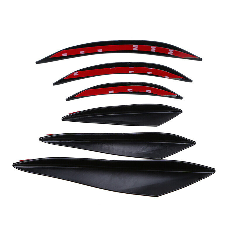 6x Car Front Bumper Lip Splitter Fins Body Spoiler Canards Refit Gloss Black JDM