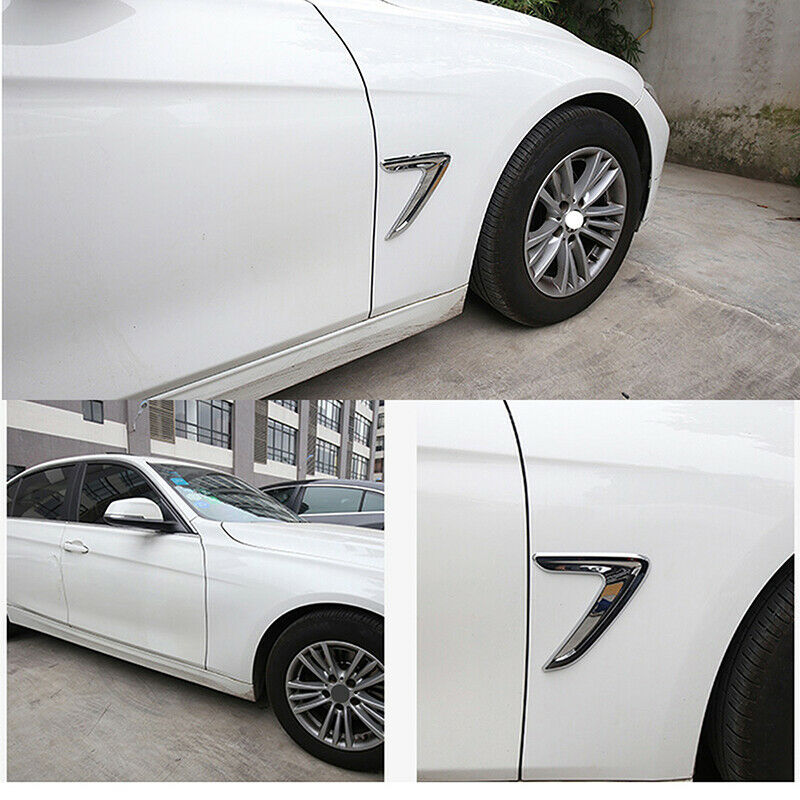 Chrome Silver Air Vent Side Marker Fender Covers Decor Trim For Universal Car