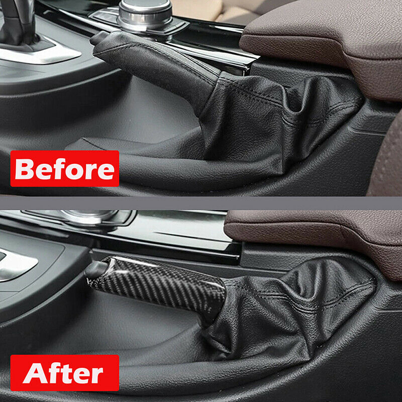 Carbon Fiber Look Front Handbrake Brake Handle Cover For BMW E46 E60 E90 E92 F30