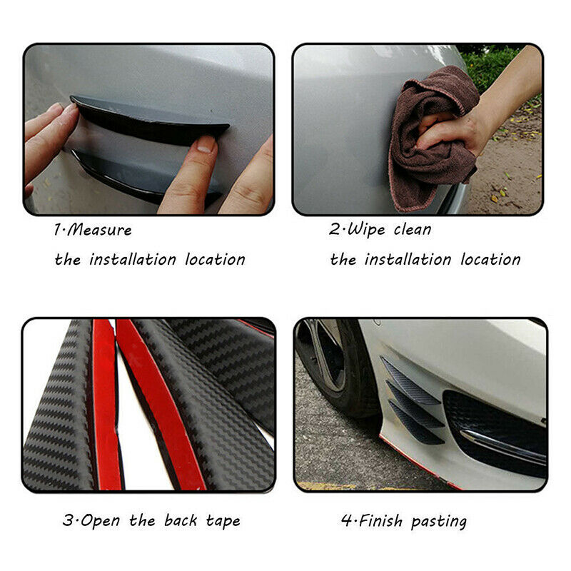 6x Car Front Bumper Lip Splitter Fins Body Spoiler Canards Refit Gloss Black JDM