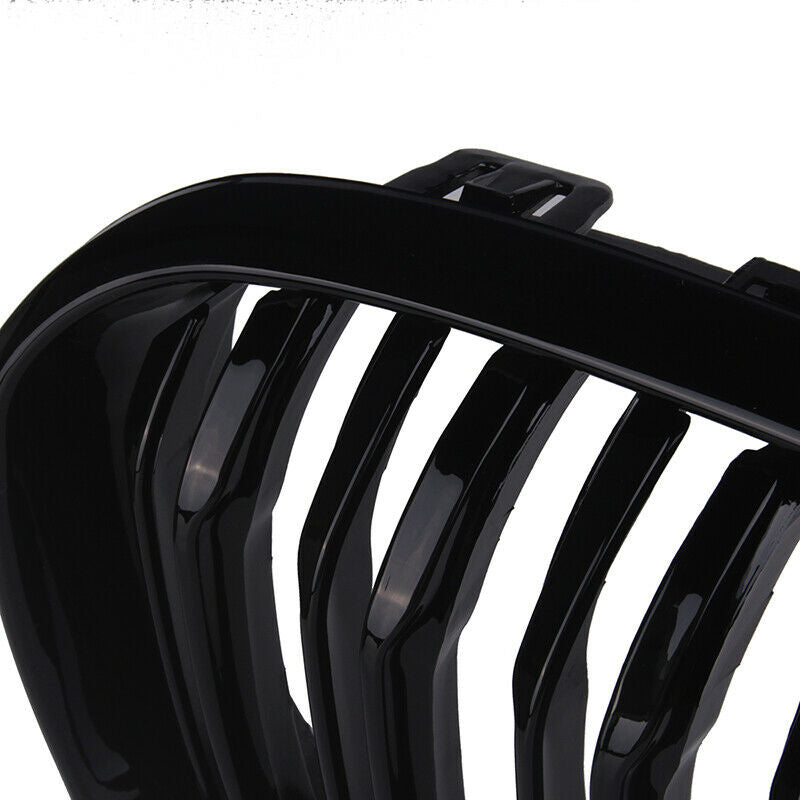 Pair For BMW F20 F21 1 Series 2015-2019 Gloss Black Kidney Bumper Grille Grill