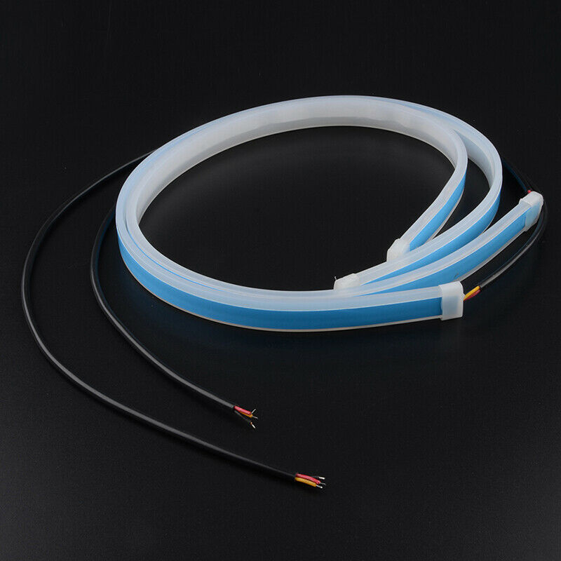 Pair 60CM White/Amber Car LED DRL Daytime Running Light Flexible Tube Strip UK