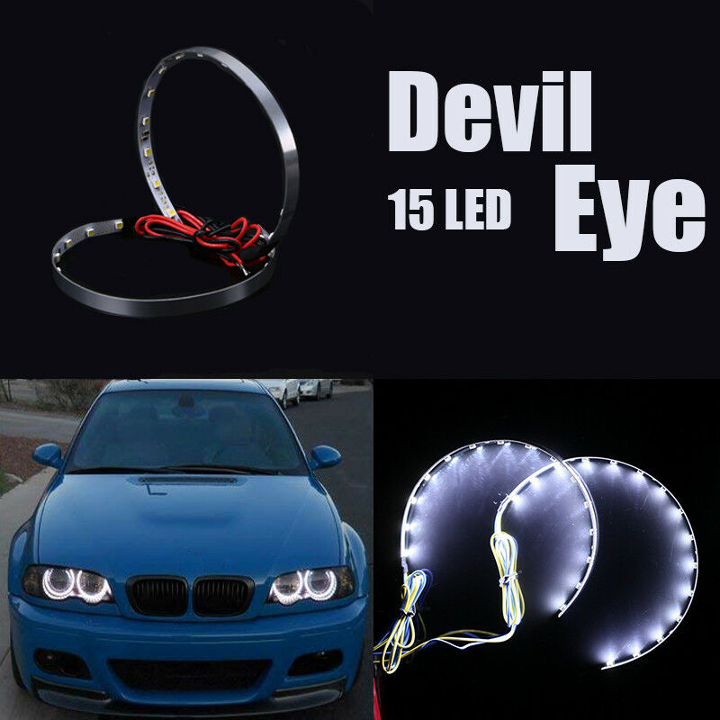 6000K Halo Motorcycle Projector Beam LED Angel Devil Eyes Head Lights 3inch