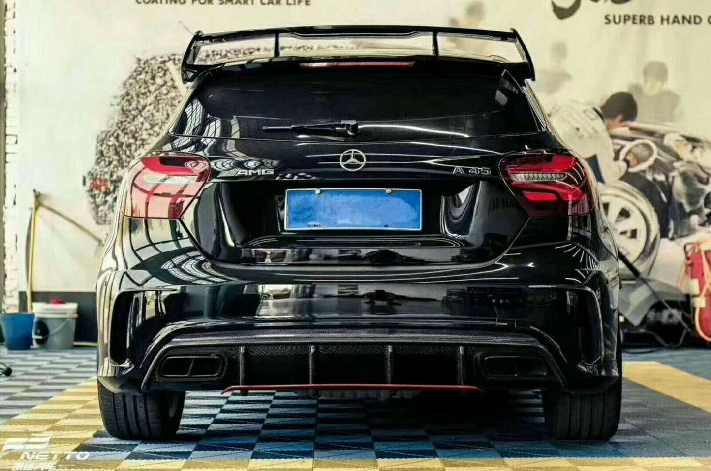 MERCEDES A CLASS W176 AMG A45 LOOK BODYKIT REAR DIFFUSER SPLITTER ROOF SPOILER