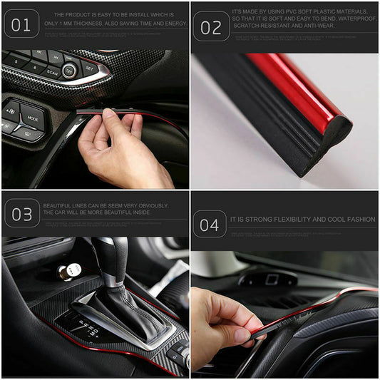 5M Car Interior Door Gap Panel Edge Line Molding Trim Strip Decorate Carbon