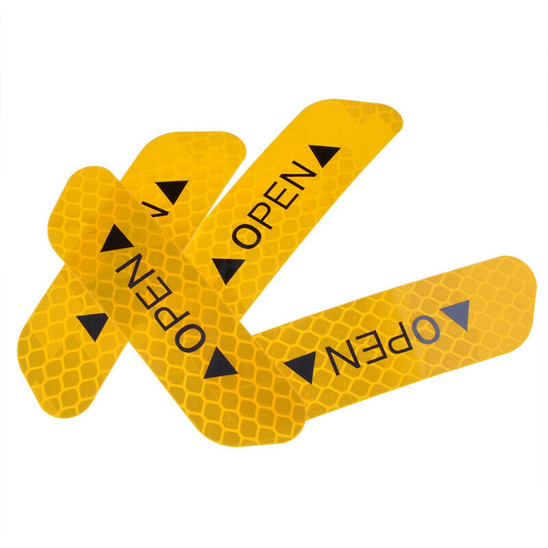 4PCS Car Door Open Sticker Reflective Tape Safety Warning Decal Orange HIQ ah01
