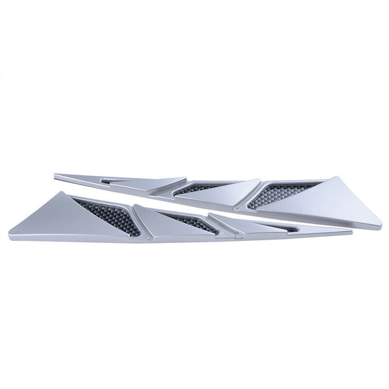 Auto Hood Stickers Silver Side Air Intake Flow Vent Cover ABS Universal Decor UK