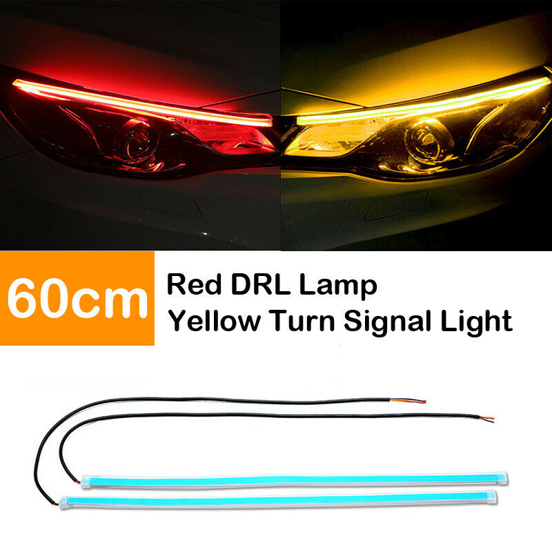 2x Sequential LED Strip Turn Signal Switchback Indicator Daytime Running Lights