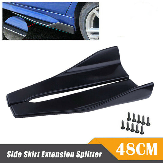48CM 18.9'' Black Car Side Skirt Rear Rocker Splitters Winglet Wing Universal