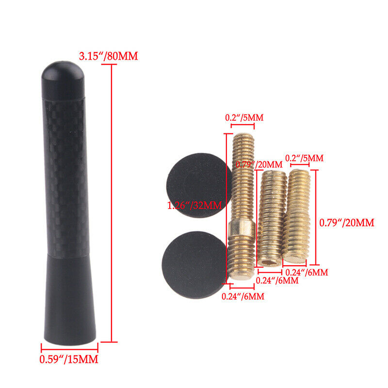 3.15"Black Car Carbon Fiber Aerial Bee Sting Mast Antenna Ariel Stubby For BMW