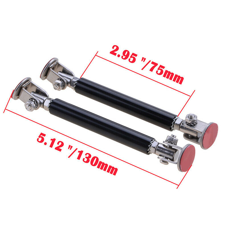 2x Black Adjustable Front Bumper Support Tie Rod Bar Kit Splitter Lip Strut