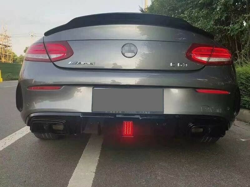MERCEDES C CLASS C205 A205 COUPE AMG C63 S STYLE REAR DIFFUSER + BLACK TAILPIPES