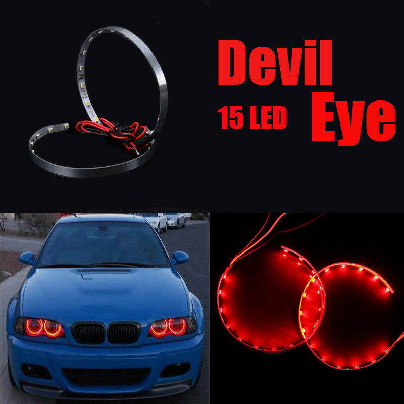 6000K Halo Motorcycle Projector Beam LED Angel Devil Eyes Head Lights 3inch