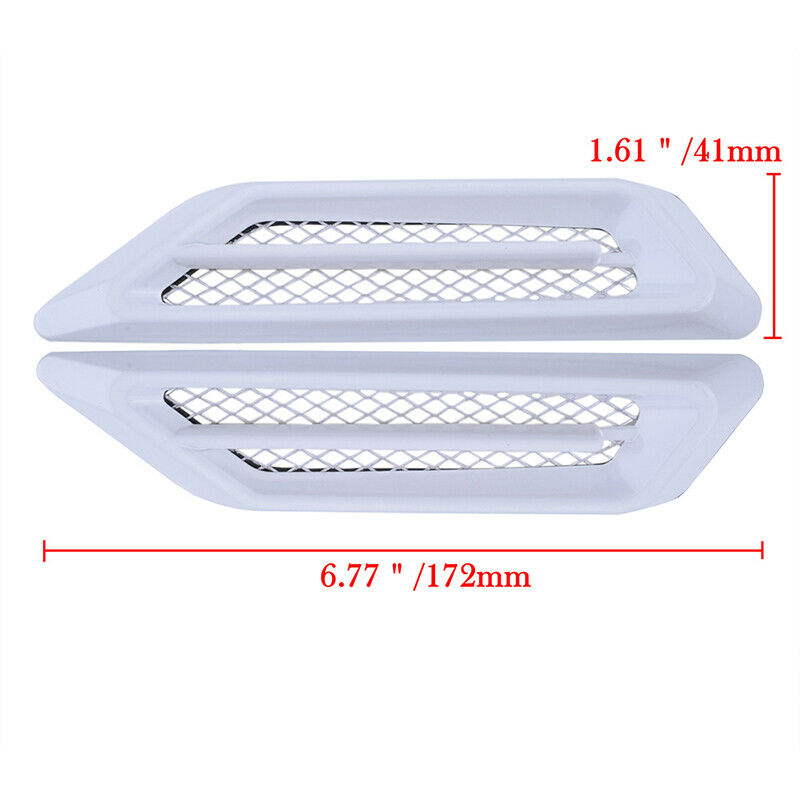2x Car White Decor Air Flow Intake Scoop Bonnet Side Fender Vent Hood Universal