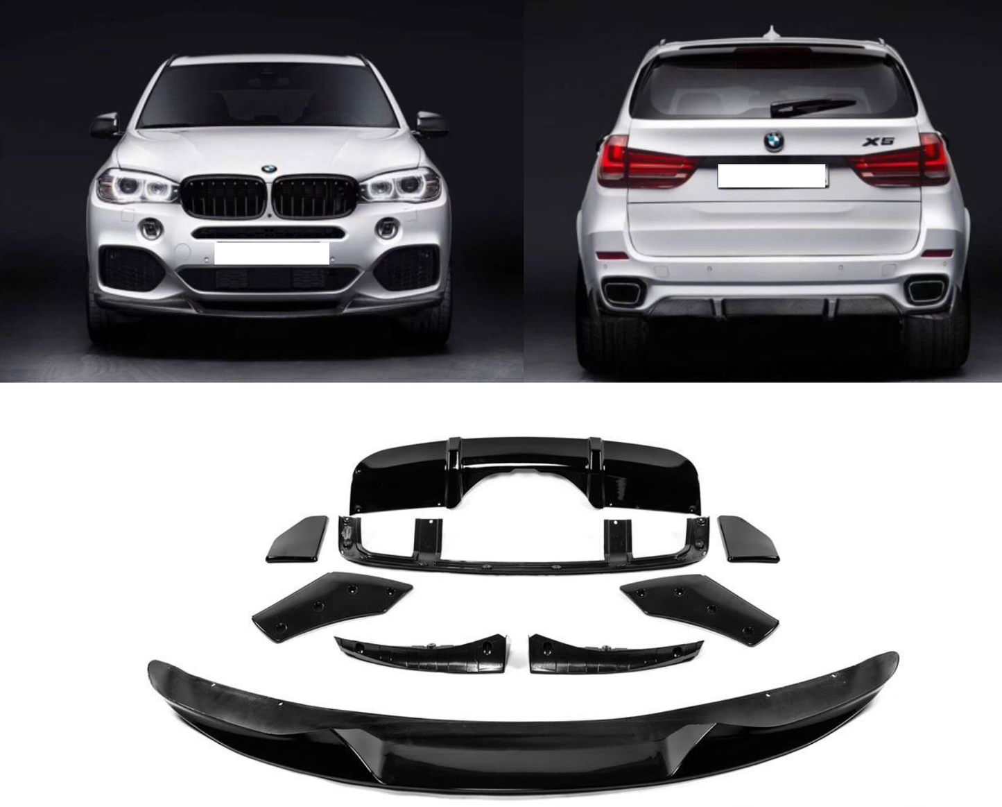 BMW X5 F15 M STYLE PERFORMANCE FULL BODY KIT DIFFUSER SPOILER GLOSS BLACK COLOR