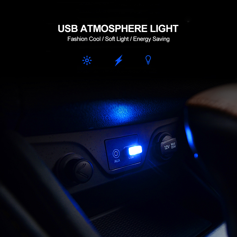 7 Colours Mini USB LED Wireless Lamp Car Atmosphere Light Colorful Accessories
