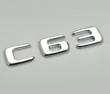 For Mercedes Benz C63 Chrome Silver Rear Boot Trunk Letter Number Badge Emblem