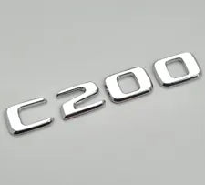 For Mercedes Benz C200 Chrome Silver Rear Boot Trunk Letter Number Badge Emblem