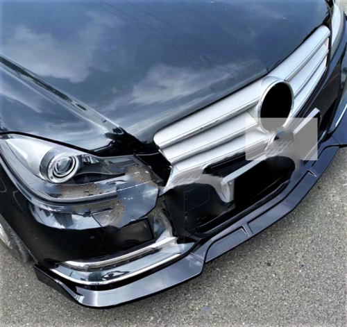 Mercedes C Class C63 AMG Brabus Style W204 Gloss Black Front Splitter Lip 2011-15