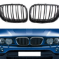 BMW X5 E53 1999 - 2003 GLOSS BLACK FRONT KIDNEY GRILLES GRILLS DOUBLE TWIN SPOKE