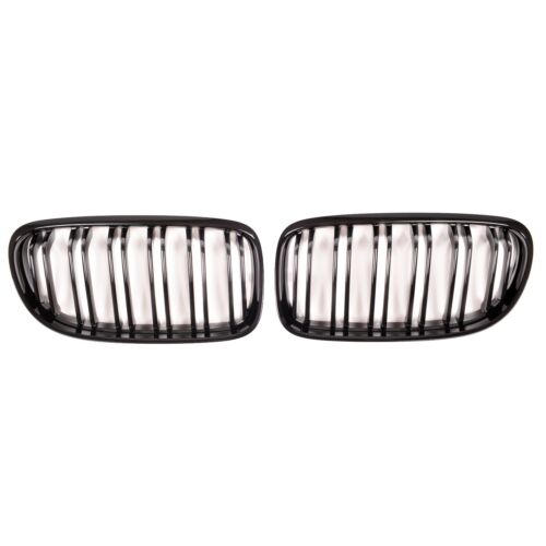 BMW E90 E91 LCI 08> GLOSS BLACK CHROME TWIN SPOKE GRILLE GRILLES GRILL