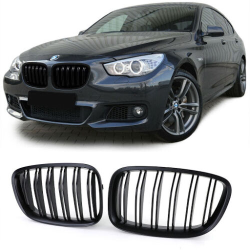 BMW 5 SERIES GT F07 MATTE BLACK DOUBLE SLAT FRONT KIDNEY GRILLES GRILLS