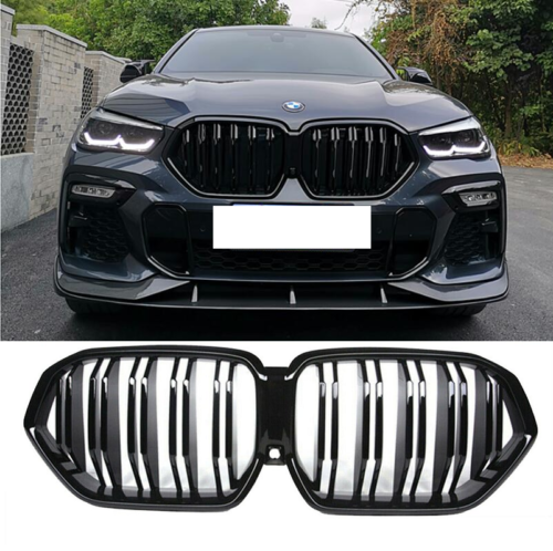 BMW X6 G06 Gloss black front kidney grilles grills double twin spoke slats UK