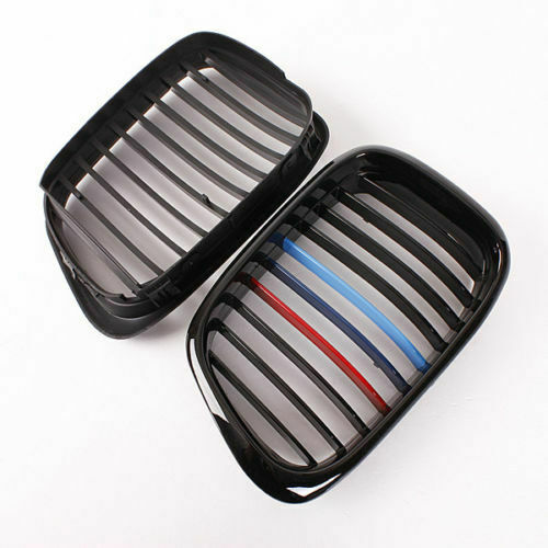 2x M Color Kidney Grille Grill Cover Fit For BMW E39 Facelift 5 Series 1997-2003